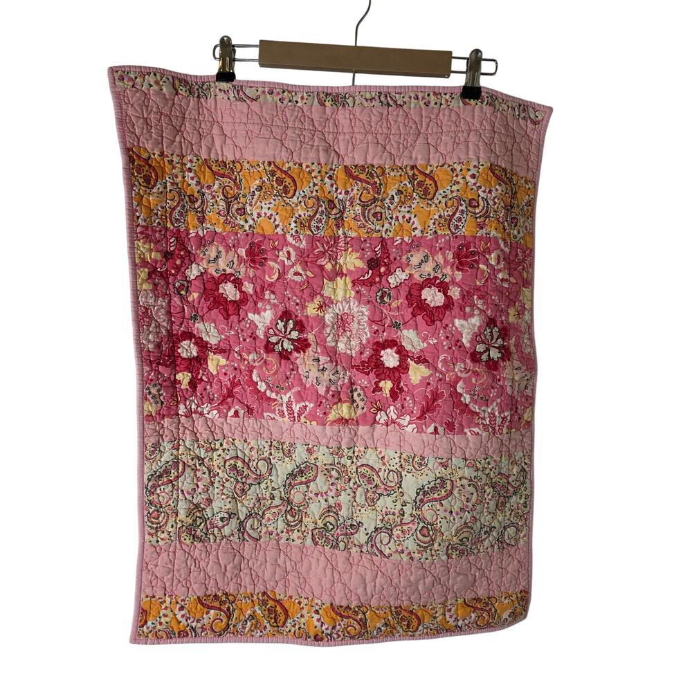 HOME Pink Red Brown Retro Paisley Quilted Cotton STABDARD Pillow Sham Qty 1